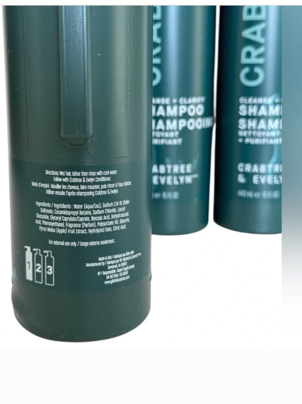 CRABTREE & EVELYN CLEANSE + CLARIFY SHAMPOO 15 oz | Set of 4 | Pump Bottles - Picture 5 of 7
